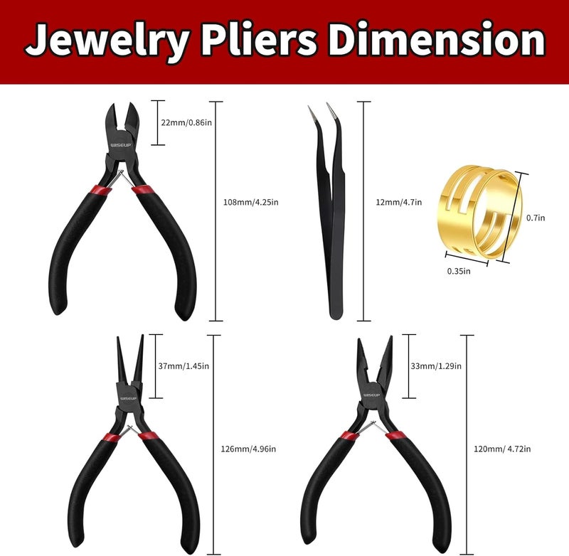WISEUP 3 Pcs Jewelry Pliers Set - Needle/Chain Nose, Round Nose and Wire Cutters for Jewelry DIY Craft，Repair & Wire Wrapping - Image 2